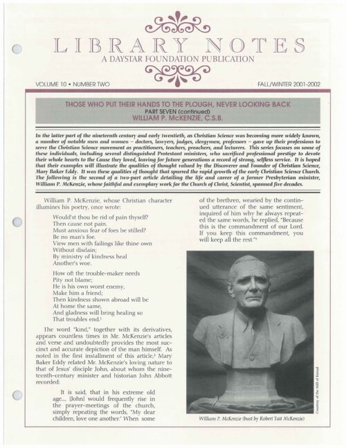 “Those Who Put Their Hands to the Plough, Never Looking Back: Part Seven (continued), William P. McKenzie, C.S.B.”