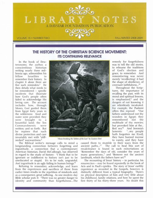 “The History of the Christian Science Movement: Its Continuing Relevance”