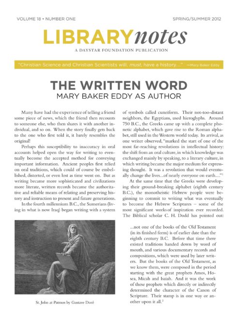 “The Written Word: Mary Baker Eddy As Author”