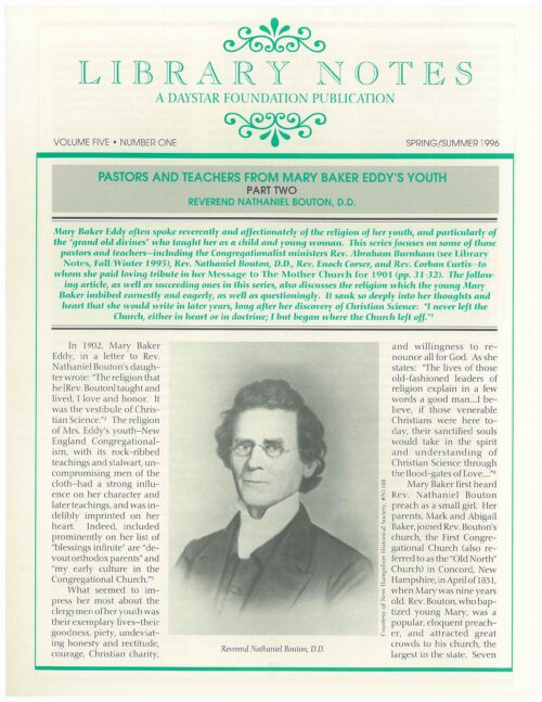 “Pastors and Teachers from Mary Baker Eddy’s Youth: Part Two, Reverend Nathaniel Bouton, D.D.”