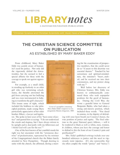 "The Christian Science Committee on Publication as Established by Mary Baker Eddy"