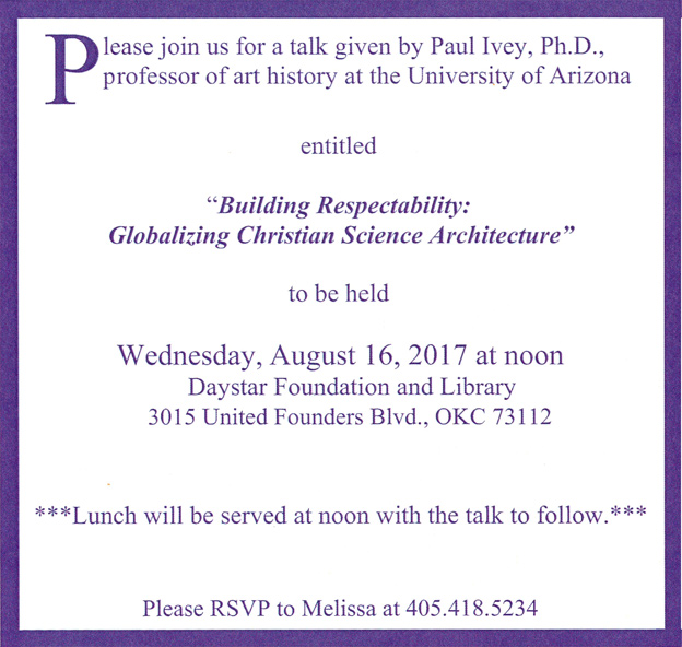 PAST EVENT: “Building Respectability: Globalizing Christian Science Architecture”