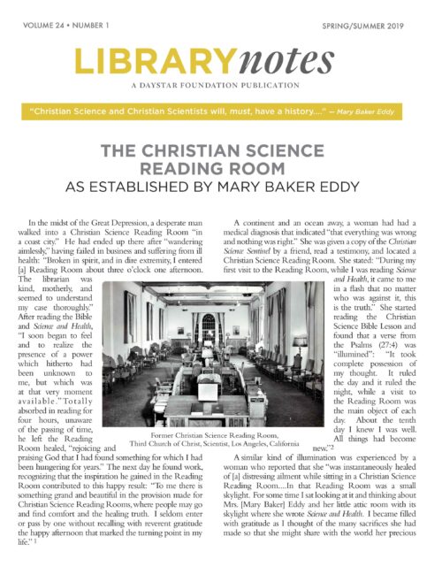“The Christian Science Reading Room as Established by Mary Baker Eddy”