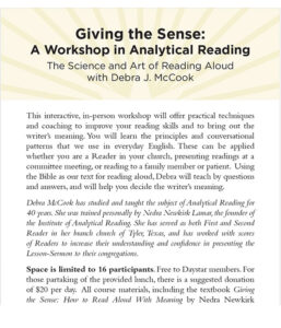 PAST EVENT: Analytical Reading Workshop