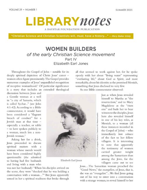 “Women builders of the early Christian Science movement, Part IV: Elizabeth Earl Jones”