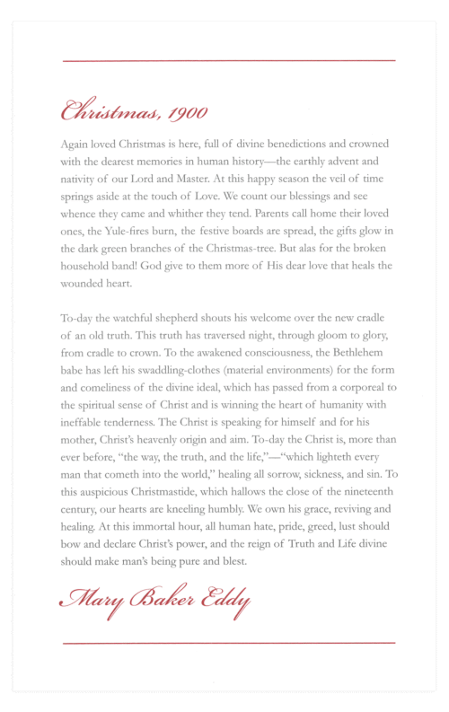 Frameable quote: "Christmas, 1900" by Mary Baker Eddy